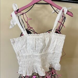 White Eyelet Women's Top Forever 21 size large L Brand New With Tags!